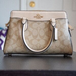 Coach Mini Darcie carryall in blocked signature canvas